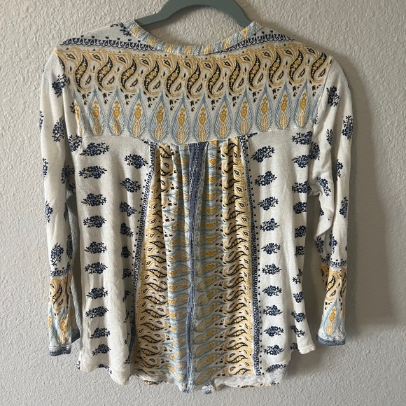 Lucky Brand Blue and Yellow Patterned Top Medium - Picture 3 of 5